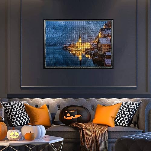 Miniatura 5 de Juego de rompecabezas de 1000 piezas  Vista de cerca del famoso pueblo de Hallstatt Austria durante el invierno, rompecabezas grandes coloridos,