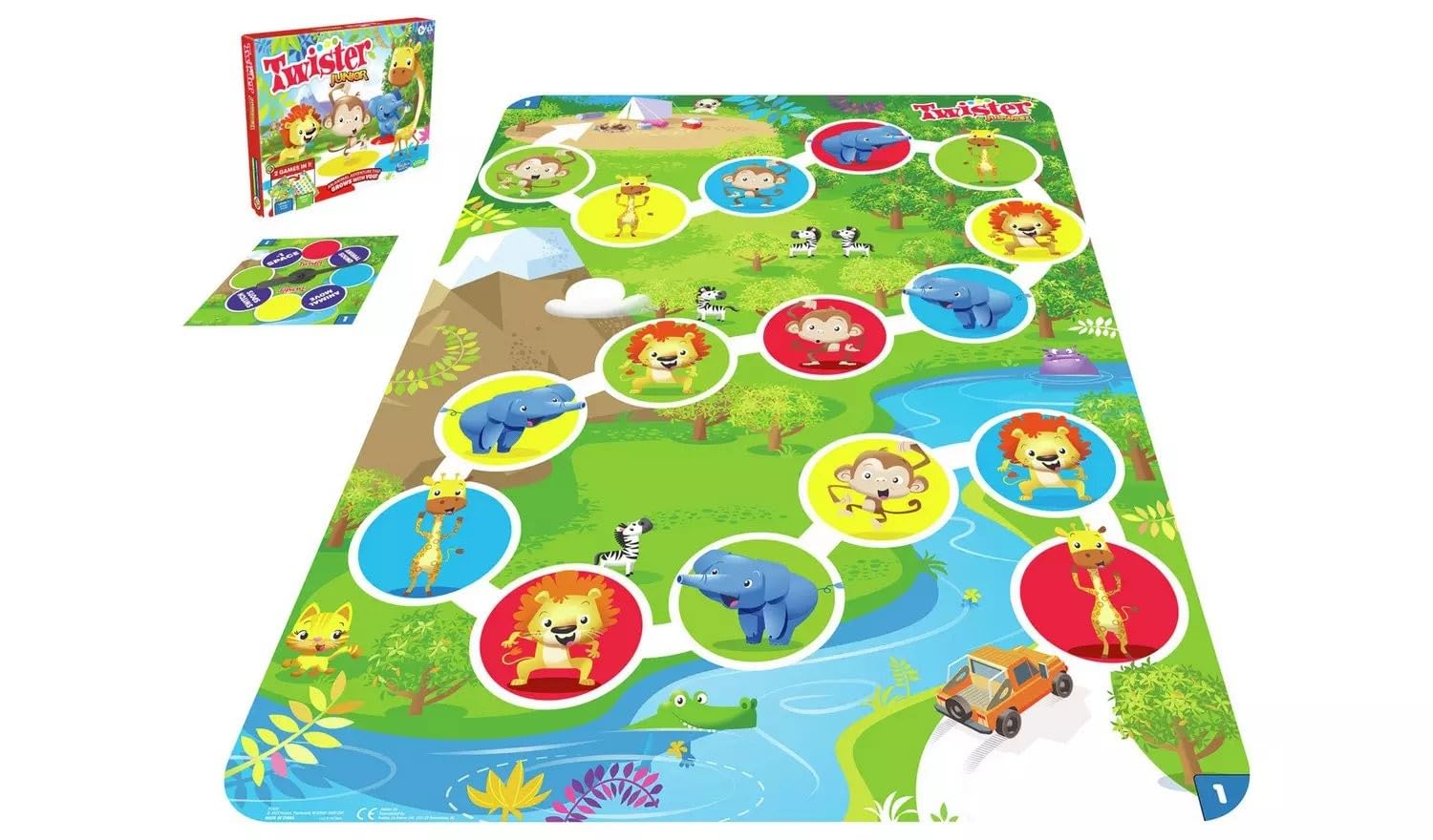 Hasbro Gaming Twister Junior Game, Animal Adventure - Tappetino 2 Lati, 2 Giochi in 1, Gioco per Interni, per 2-4 Giocatori