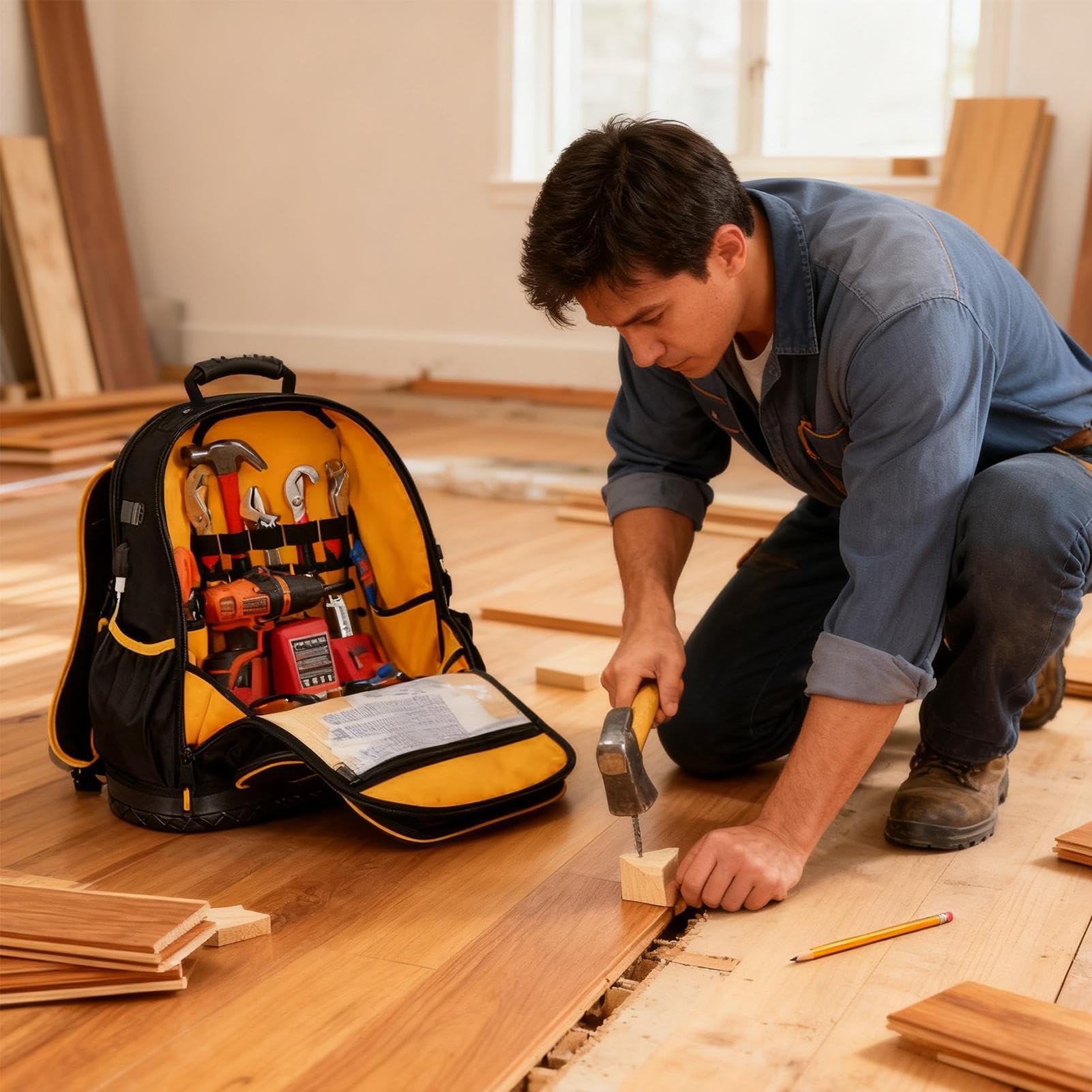 Mochila De Herramientas Organizador De Almacenamiento Con Base Dura | Mochila De Trabajo Para Electricistas Para Obras De Construcción, Mantenimiento, Proyectos Del Hogar, Trabajo Eléctrico Y