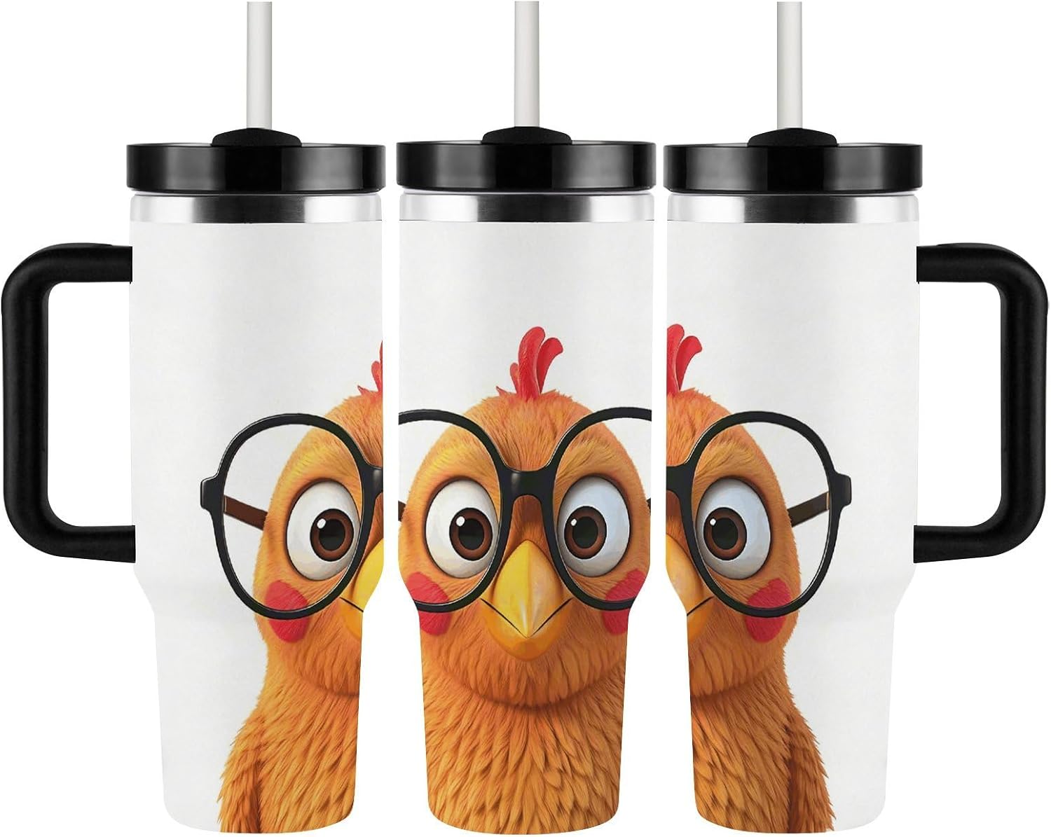 Stainless Steel 40oz Tumbler Travel Mugs, Funny Chicken image 3