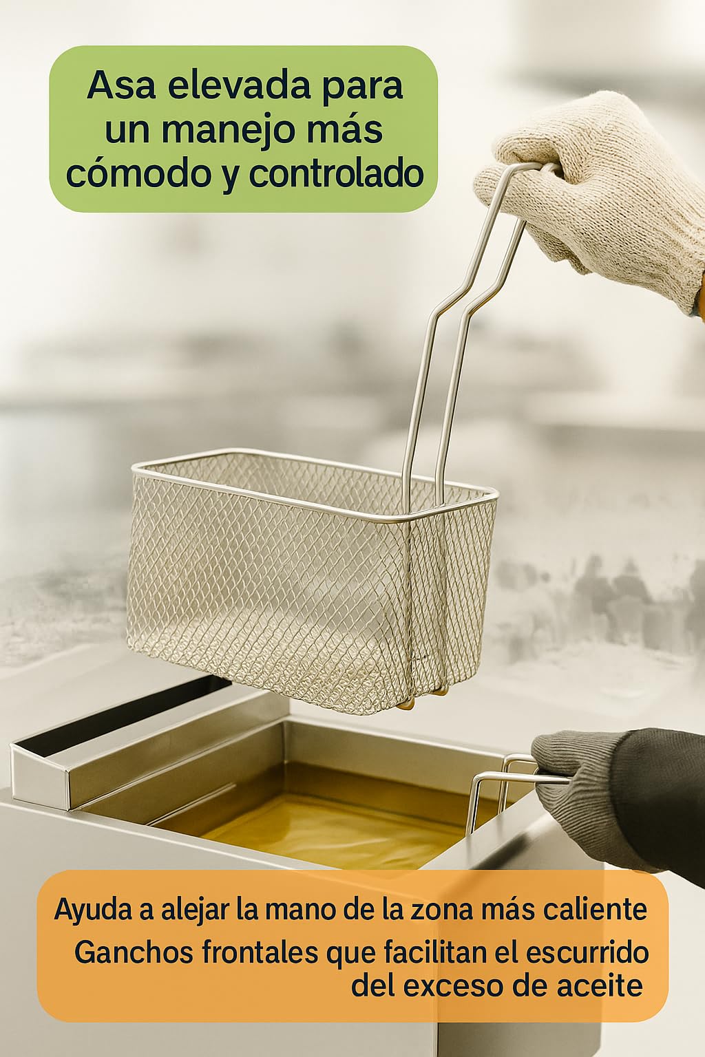 CubetasGastronorm ® Cesta Freidora 230x330x145 Mm Acero Reforzado Malla Diamante Gas Coccion Recambio Profesional Compatible Con Freidoras Macfrin Cocina Industrial Hosteleria Taller Hogar Fuerte