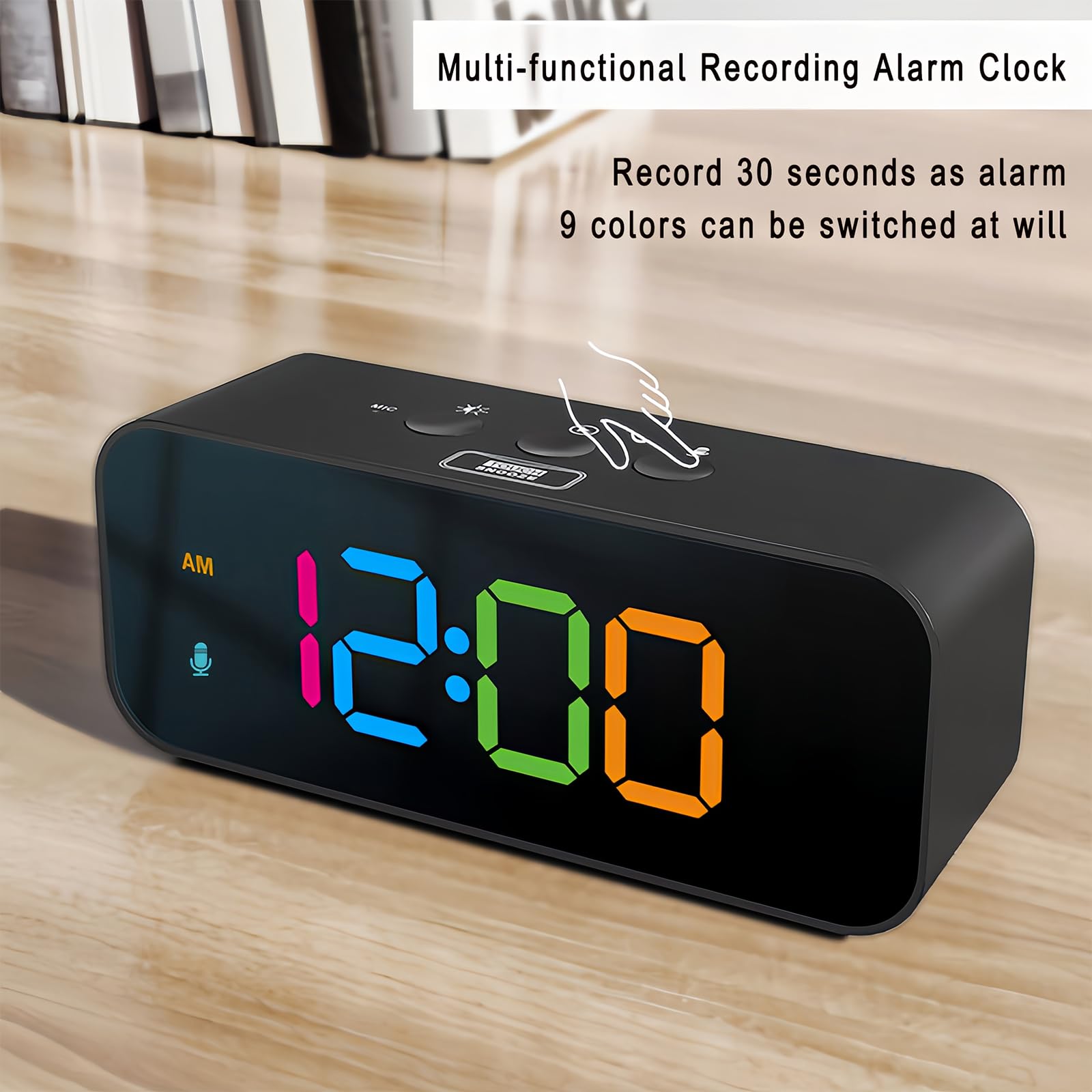 Lancoon Digital Alarm Clock - RGB Color Display, Dual Alarms, Adjustable Brightness & Volume, Plug-in With Memory - View #3