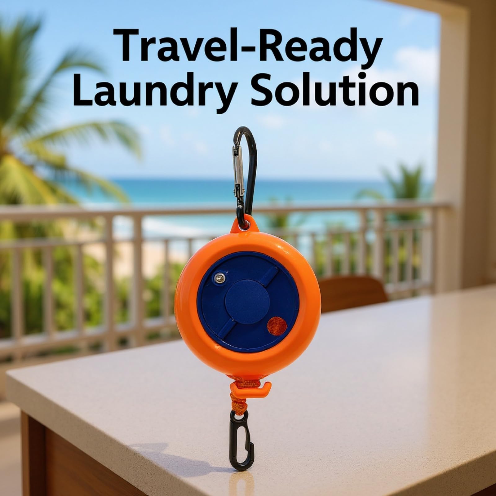 Corde à Linge de Voyage Portable pour vêtements, kit de séchage rétractable avec manivelle, Ensemble Orange pour Camping, 10 Boucles, 20 Pinces et Sac de Rangement, Lot de 3, 32,8 ft / 10 m