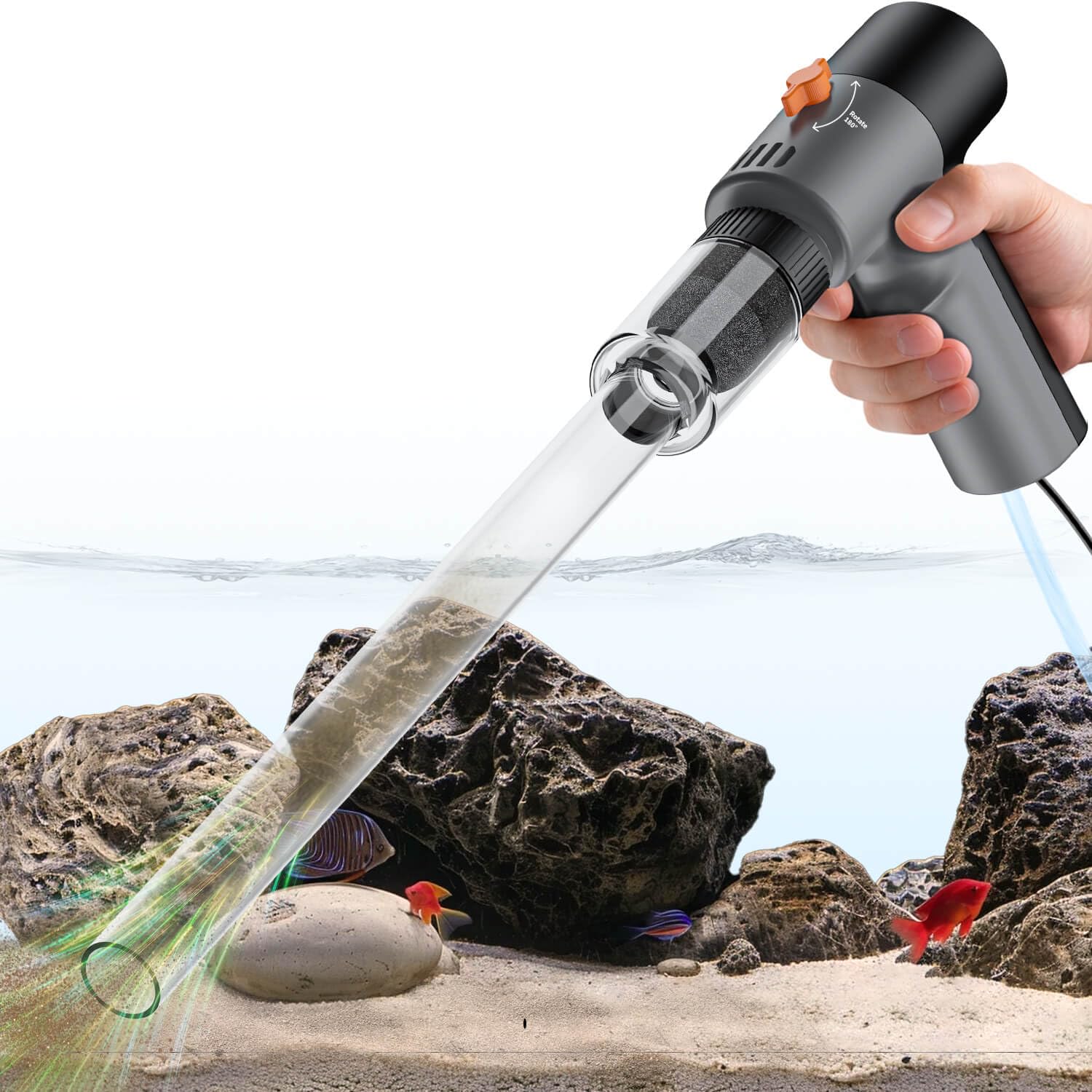 Photo 1 of VIPASKA Electric Aquarium Gravel Cleaner Kit with High Pressure Strong Suction, 6-in-1 Multifunction Fish Tank Vacuum Cleaner and Water Changer for Aquarium, Gravel Vacuum with Sand Filter Tools