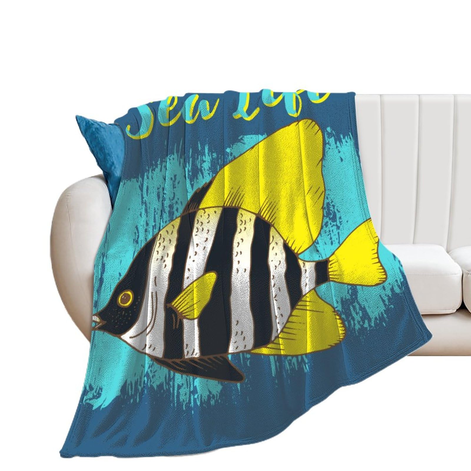 Couverture de lit poisson jaune noir pour réchauffer la chambre