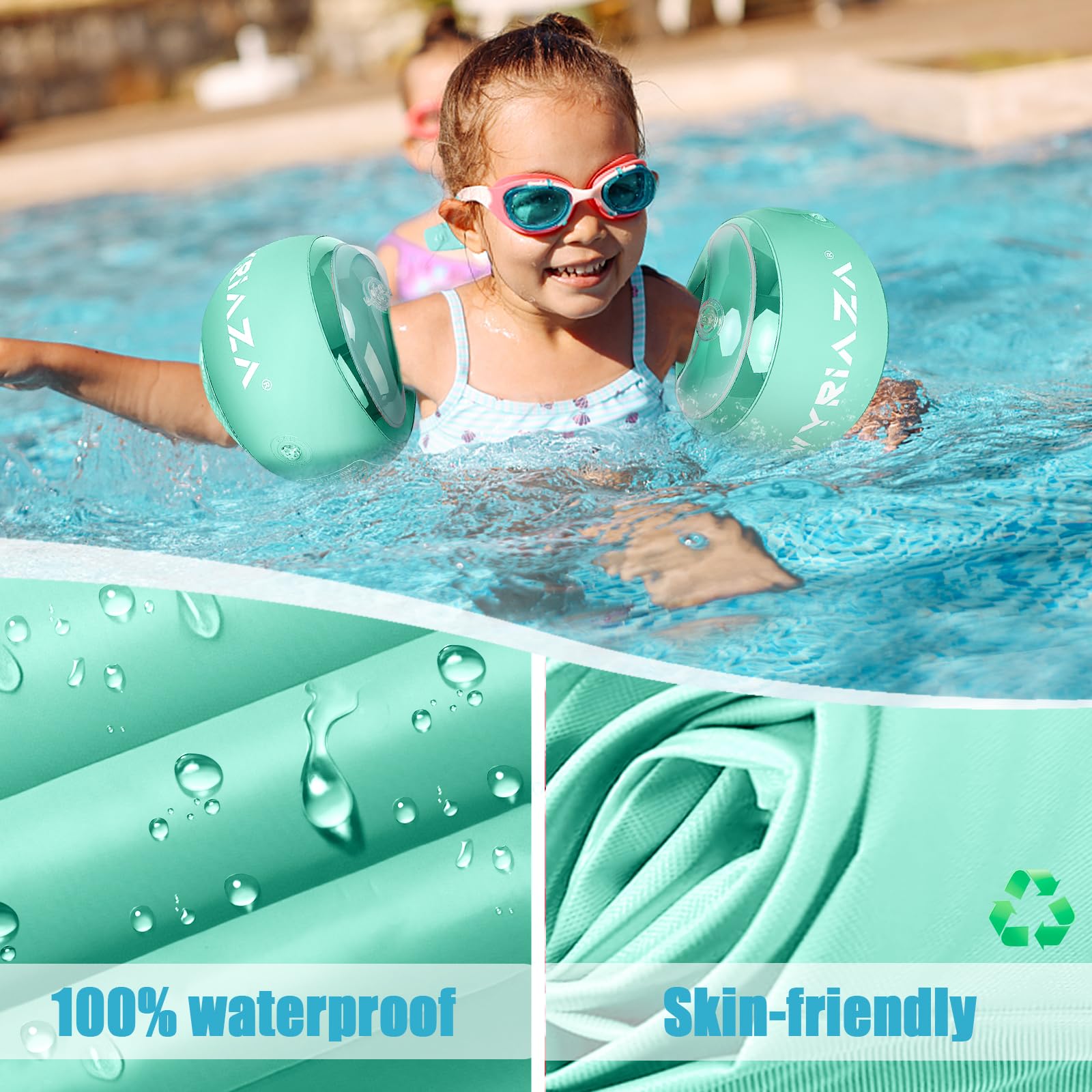 LOOWARTS Braccioli Bambini 1 2 3 4 5 6 anni, 2Pcs Rotondi Swim Braccioli per Bambini, Galleggiante Pool Braccioli 1 2 3 anni, Float Roll up Sleeves per Bambini di 1-6 anni con peso di 5-25 kg.