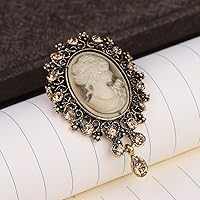 Vista 2 de lureme Cameo de belleza victoriana elegante vintage con broche de cristal (br000017)