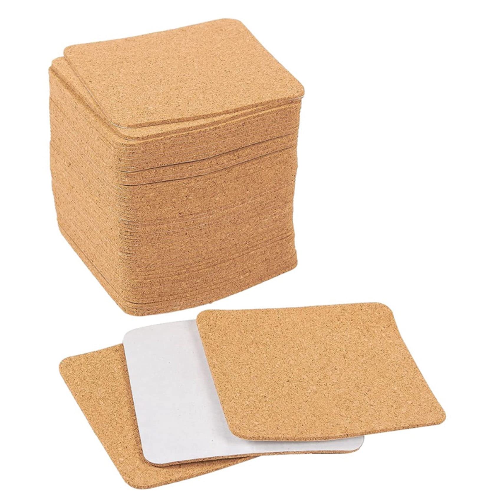 Ocnvlia Self-Adhesive Cork Coasters,Cork Mats Cork Backing Sheets for Coasters and Supplies (50, Square)