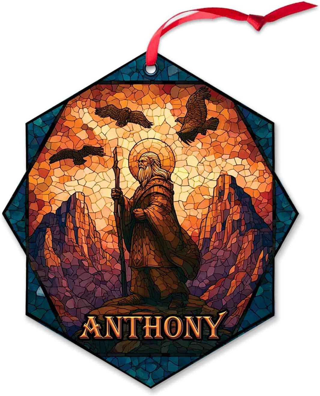 Mountain Scene Hanging Ornament, Personalized Spiritual Themed Decoration, Custom Name Stained Glass 2D Acrylic Ornament, Holiday Hanging Keepsake, Gifts for Friends and Family