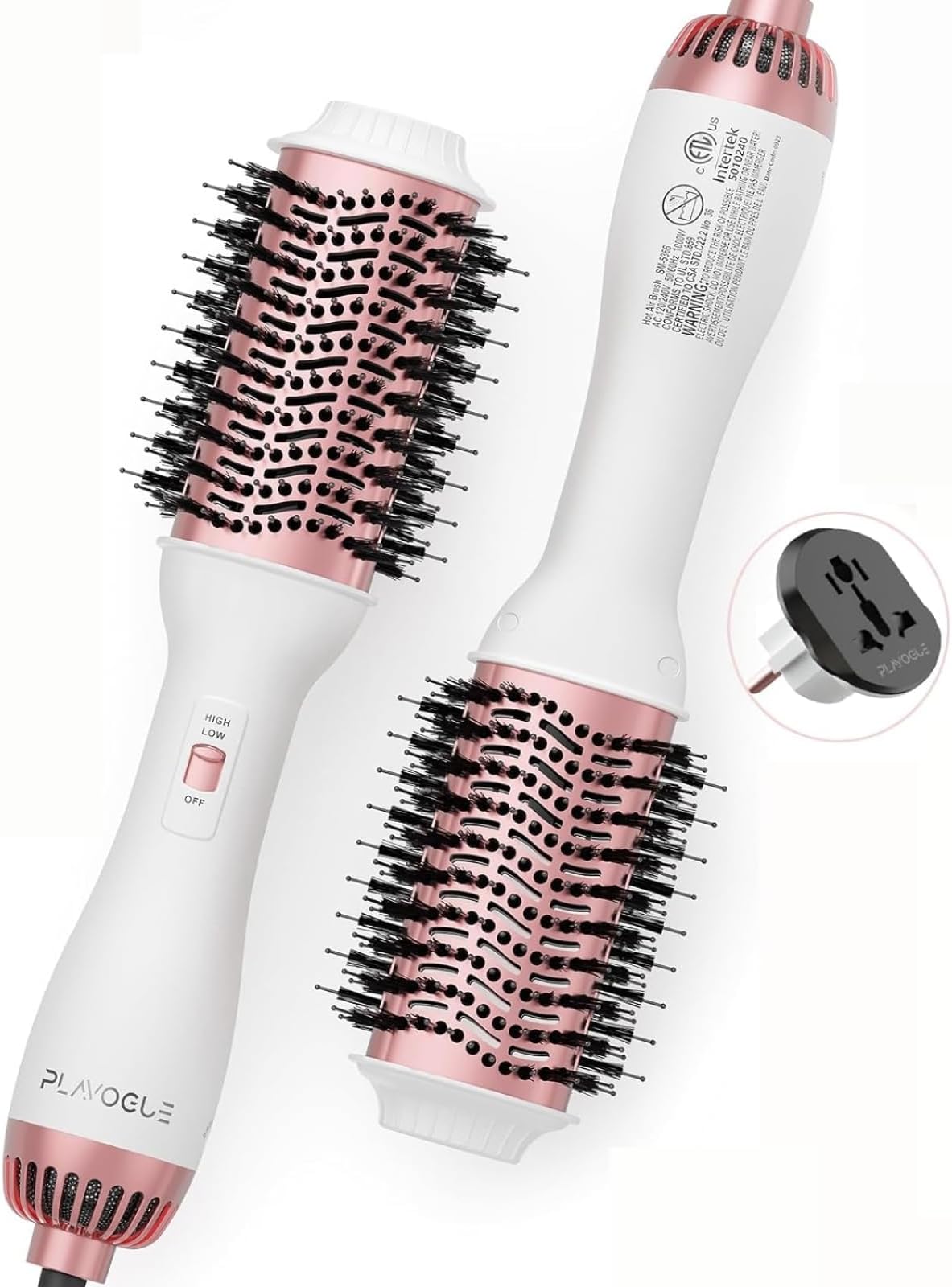 Plavogue Hair Dryer Brush, 120V-240V Dual Voltage Hair Dryer Brush, Brush Blow Dryer with Negative Ion for European Travel, Lightweight Hair Dryer Brush Blow Dryer for Straightening
