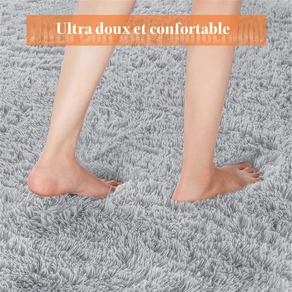 Hiseng Rugs Tapis de Salon Longs, Shaggy Doux et Confortable Tapis de Sol Moelleux Moderne Antidérapant Rugs pour Décoration Intérieure Salon (160x230cm,Beige)