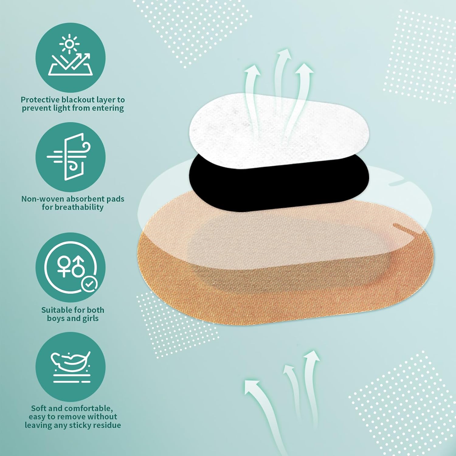 Adhesive Eye Patches for Adults Eyepatch Pad for Kid with Lazy Eye Gentle, Beige Skin (40PCS)