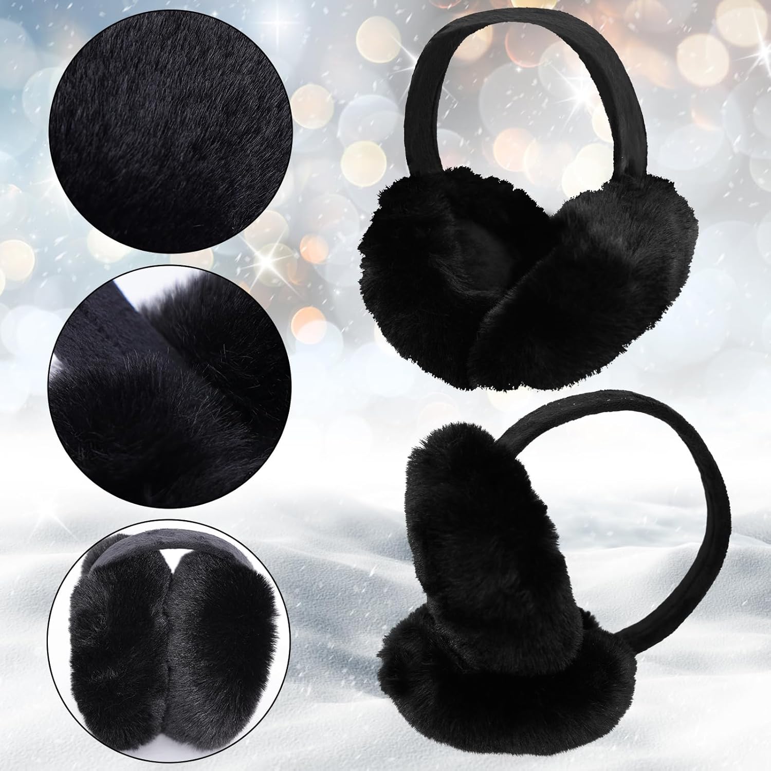 2 Pieces Women Winter Ear Muffs Foldable Faux Fur Earmuffs Cute Ear Covers Soft Warm Ear Warmer Cold Weather Outdoor - Image 3
