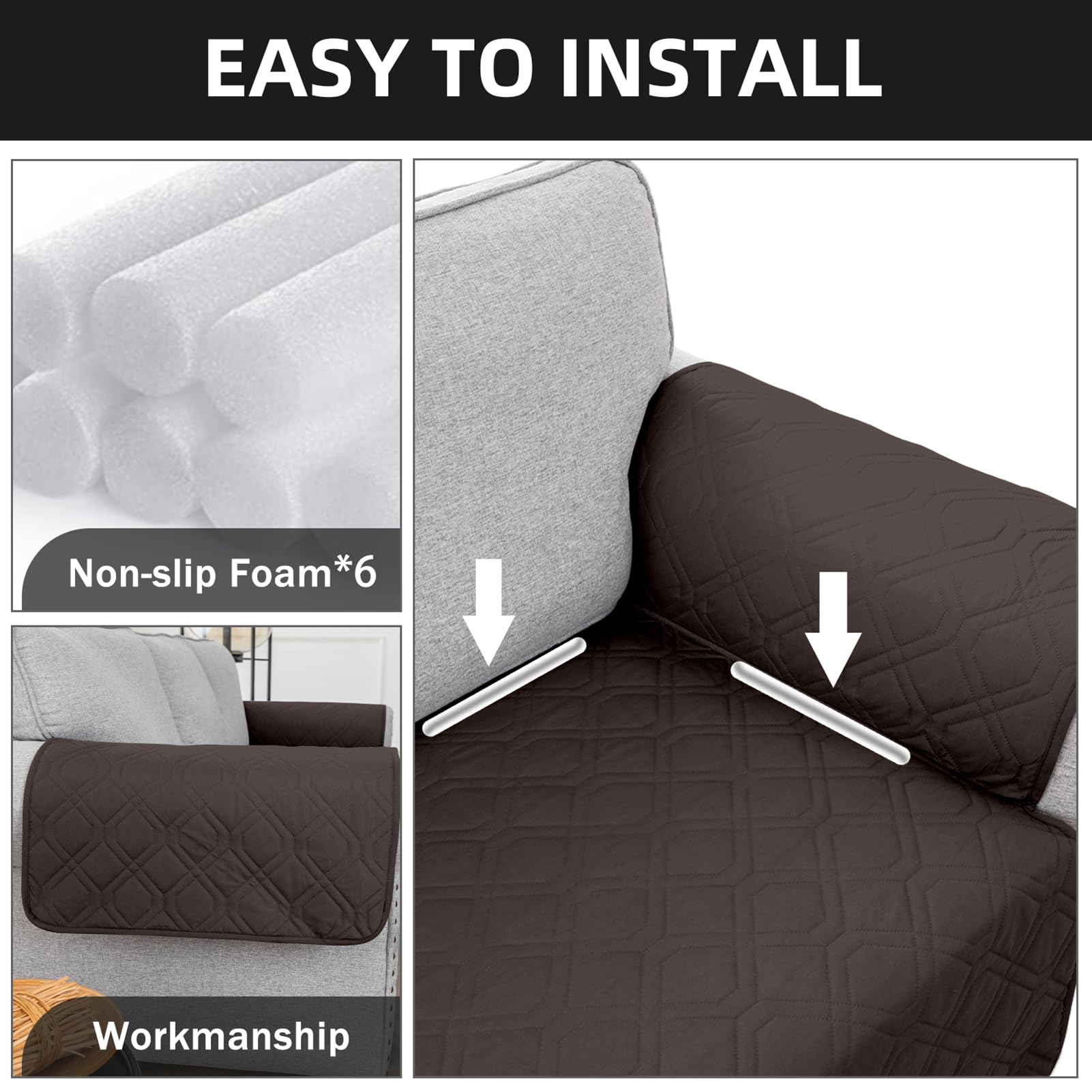 Funda de Sofá, Funda de Sofá de Protección para Mascotas, para Gatos Arañazo y Perros Mascotas, Impermeable Fundas Sofa (Chocolate,4 Plazas)