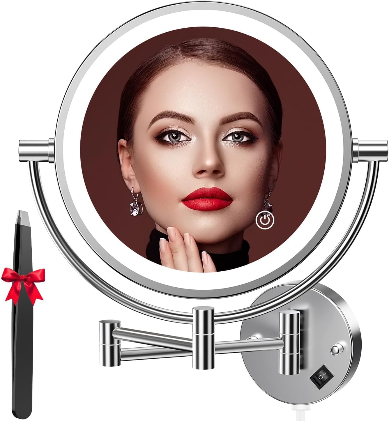 مرآة تجميل Auxmir حائط 1X/30X إضاءة LED
