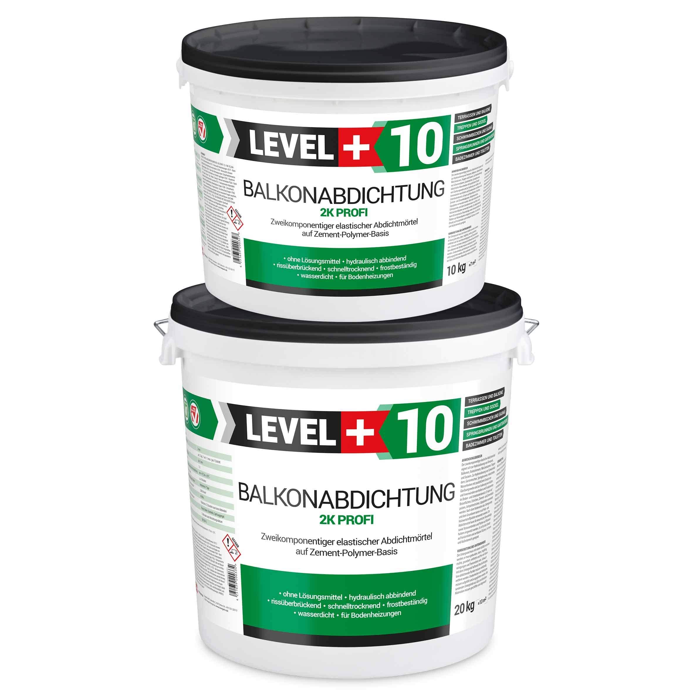 Dicht-Set 30Kg Balkonabdichtung 10m², 2 Innenecken, 2 Außenecke, 15M Dichtband, 2L Tiefengrund mit Wasserglas SET32