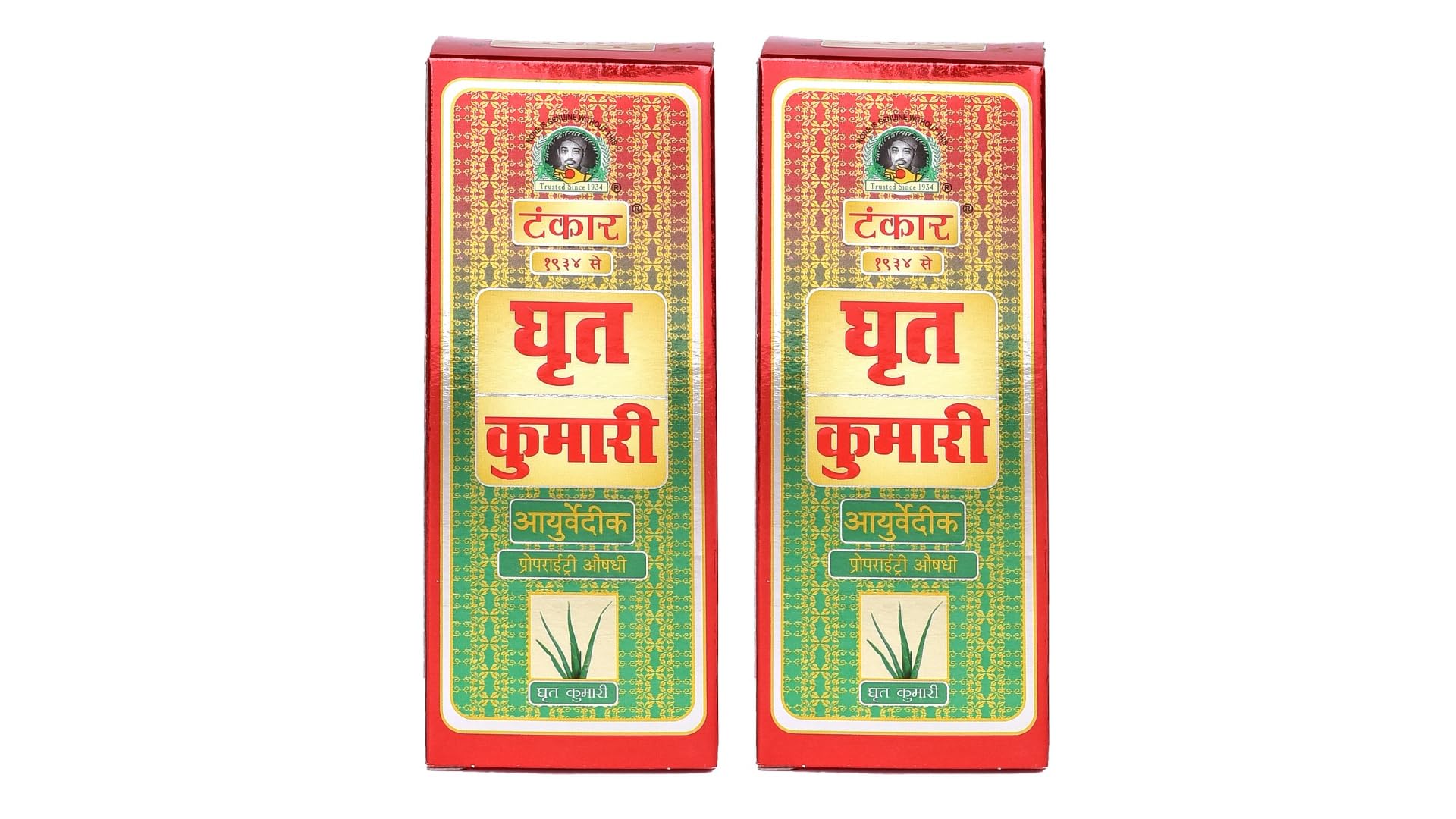 Tankar Ghrit Kumari Ayurvedic Hair Oil for Hair Growth 400ml (Pack of 2) – Natural Aloevera, Mulethi, Til, Amla – Hydrating & Strengthening Hair Fall Control Oil - Paraben & Chemical Free