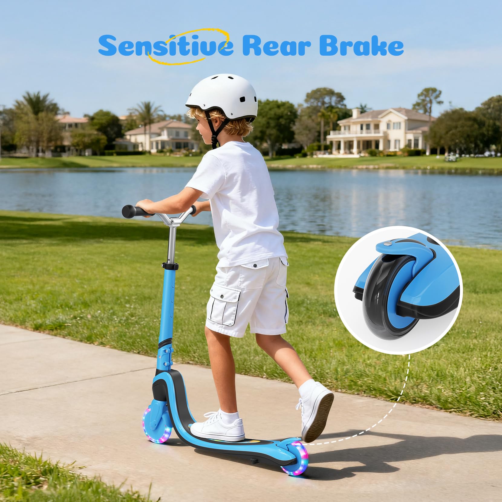 TONBUX Trottinette pour Enfants de 3 à 12 Ans, avec Planche Lumineuse Cool et Roues en Polyuréthane, Hauteur Réglable en 3 Niveaux, avec Support, Légère, Trottinete Enfants de 3 Ans