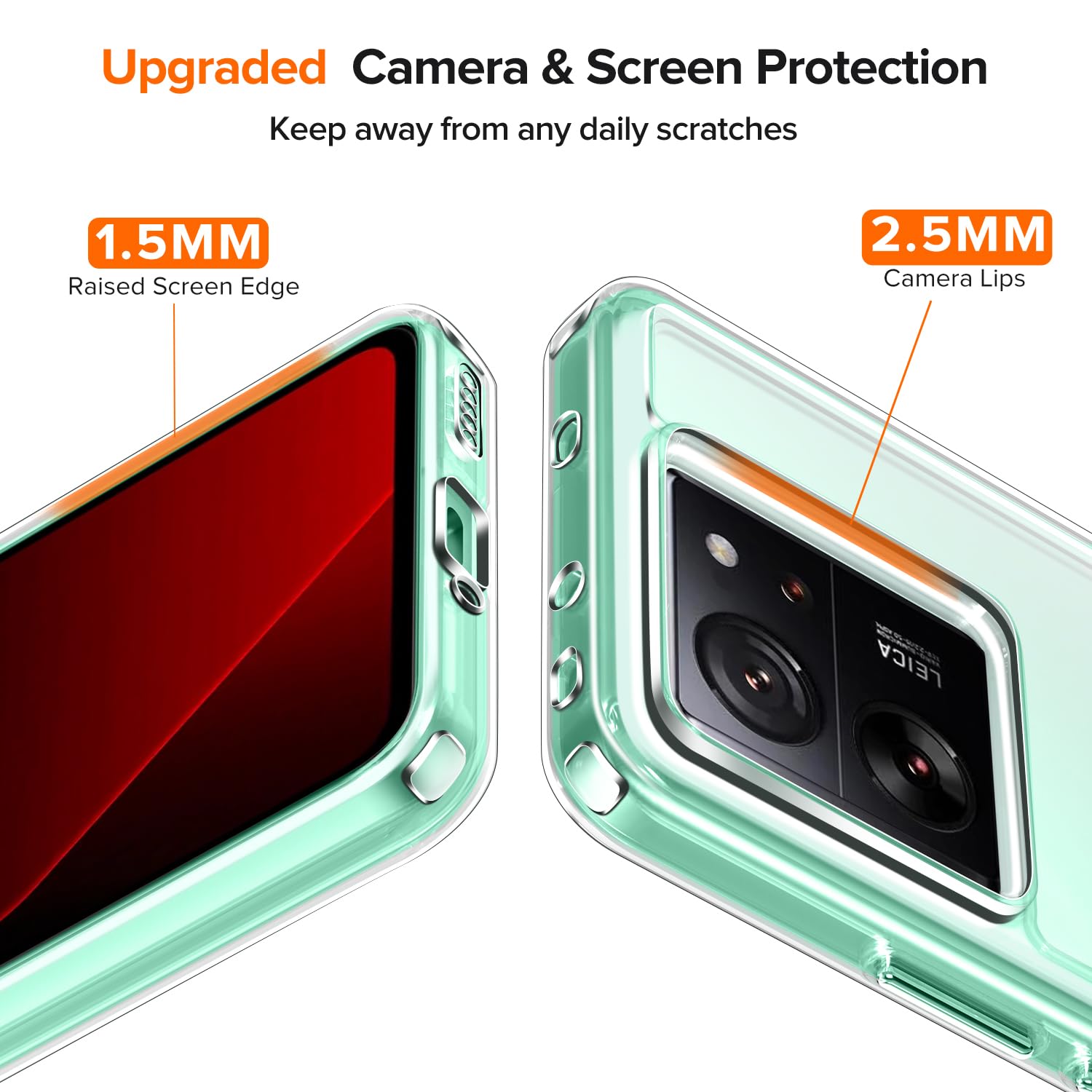 Ivoler Handyhülle Für Xiaomi 13T / 13T Pro – Transparent, Stoßfest, Mit 2 Panzerglasfolien – Militärischer Schutz