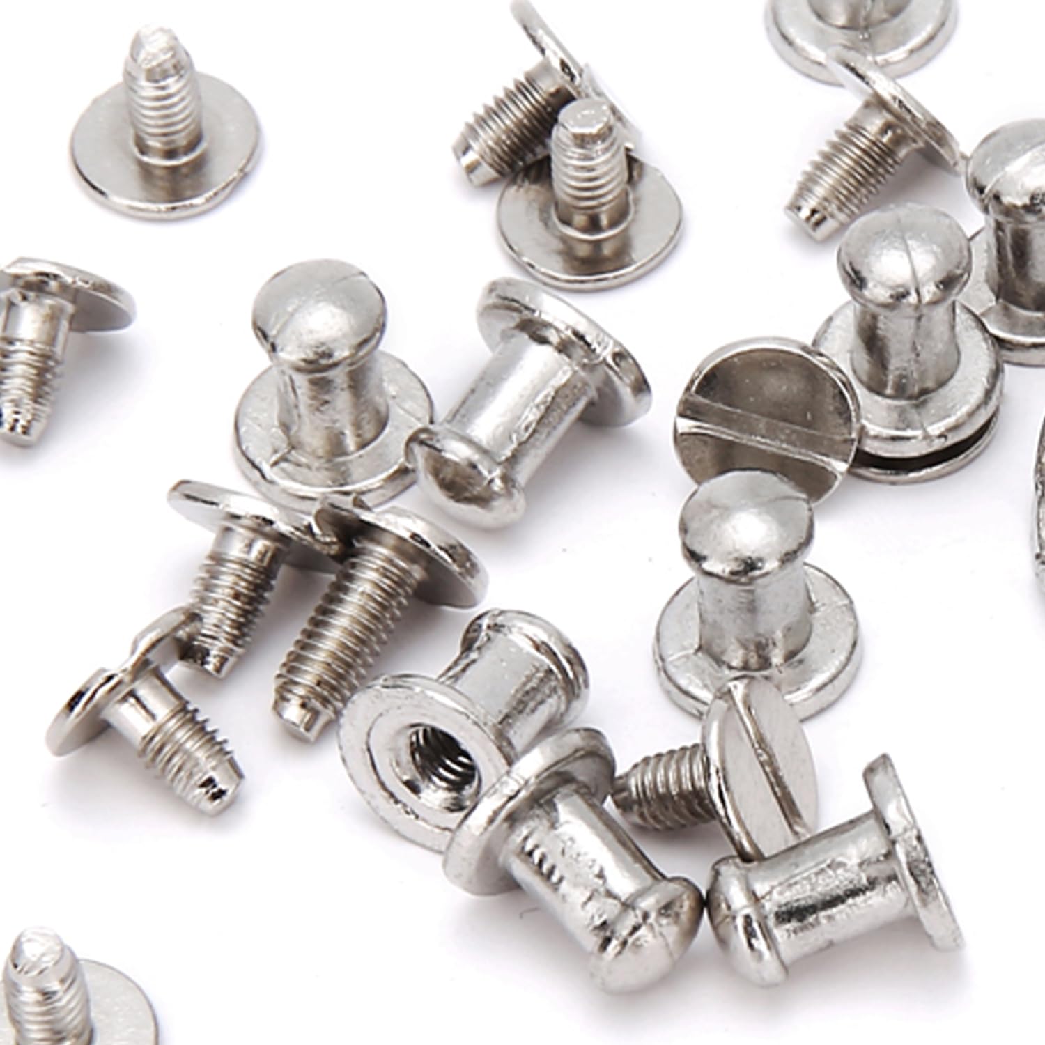 RUBYCA 500 Sets silberfarbene Knopfspitzen und Nieten aus Metall mit Schraubverschluss für Lederhandwerk DIY 8 mm x 8 mm