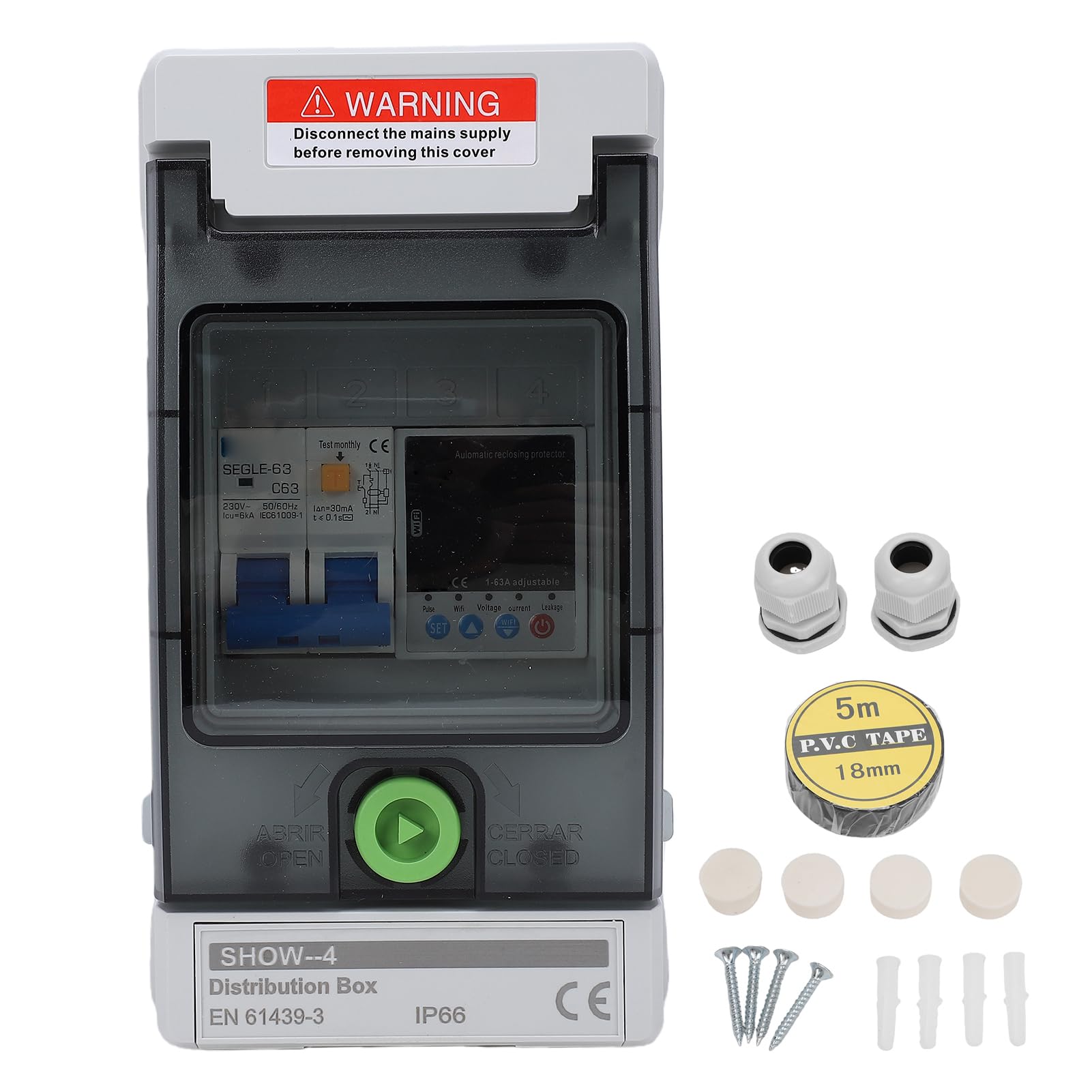 YDuupxe Interruptor de Circuito WiFi 63A Control por App IP65 Uso Exterior