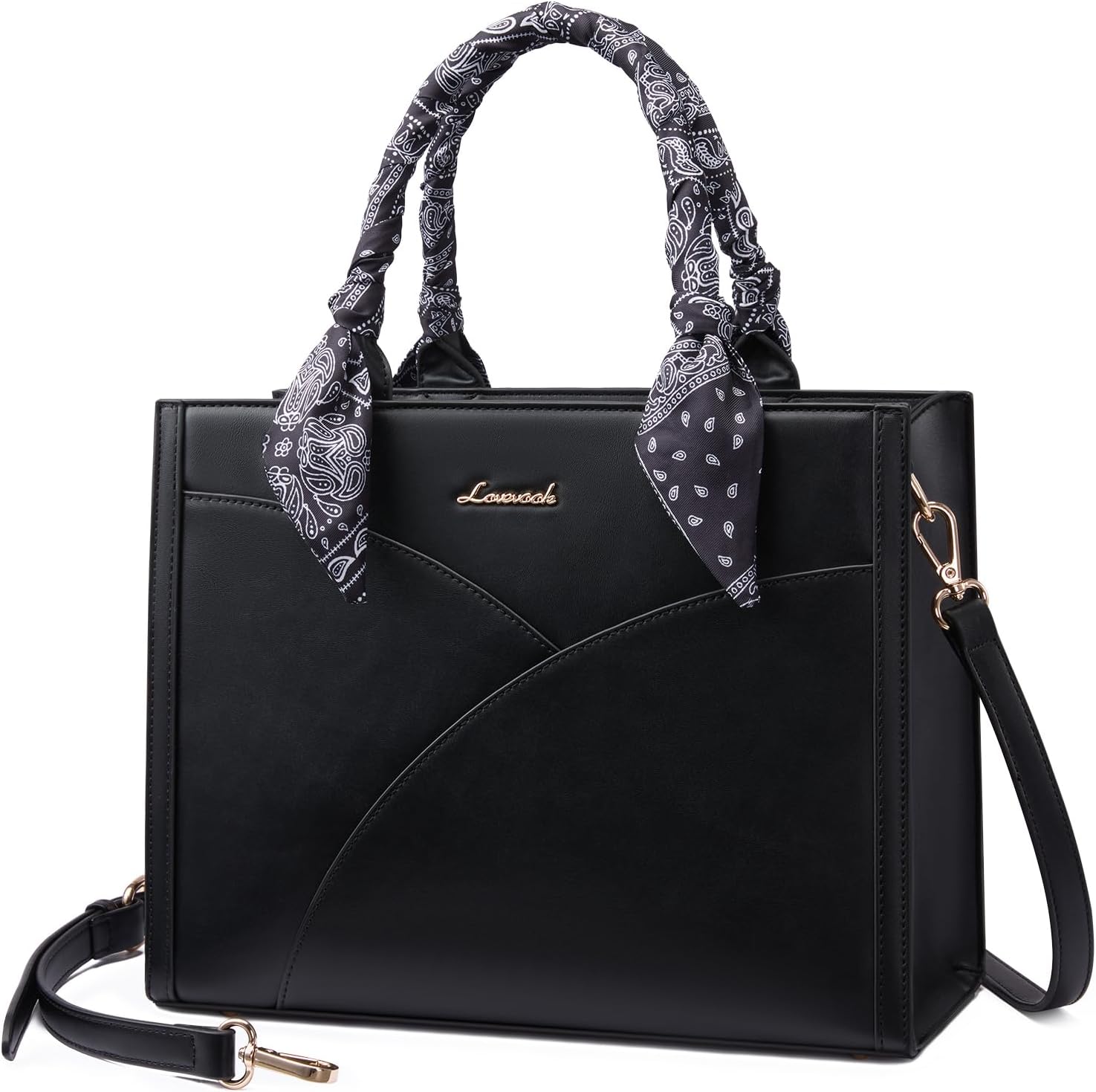 LOVEVOOK Medium Purses and Handbags for Women, Satchel Top Handle Bag with Strap, PU Leather Tote Shoulder Purse with Scarf