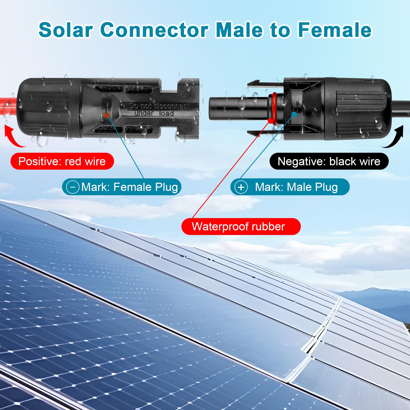 XRDS -RF Cavo adattatore da pannello solare a CC 8 mm, 6,3 m, connettore solare a spina maschio DC7909/8020, cavo di prolunga da 12 AWG + 14 AWG, compatibile con centrali elettriche portatili