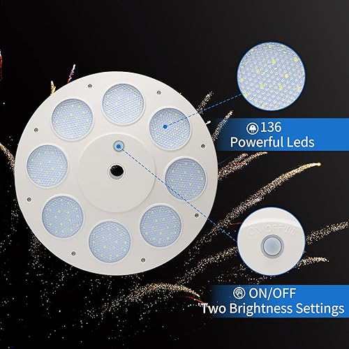 Miniatura 2 de Bathonly Luz de asta de bandera alimentada por energía solar, 136 LED luz solar para mástil de bandera del atardecer al amanecer, iluminación de 10