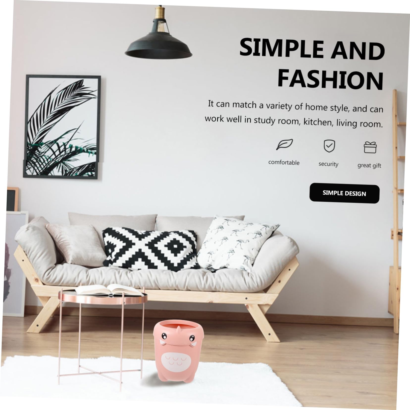 Levemolo Dinosaur Waste Paper Basket Lidless Wastebasket Kids Room Trash Bin Plastic Trash Can