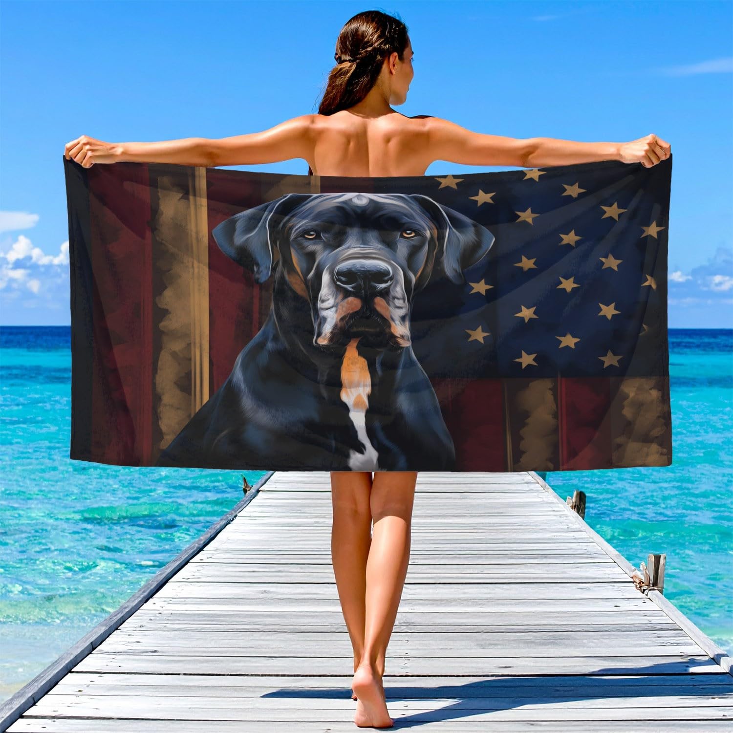 Générique Serviette de Plage Microfibre 200 x 100 CM,Drap de Plage Épuré, Dessin Animé, Mignon, Couverture de Plage Absorbante,Couverture de Bain Alpaga, Guirlande Lumineuse, Animaux