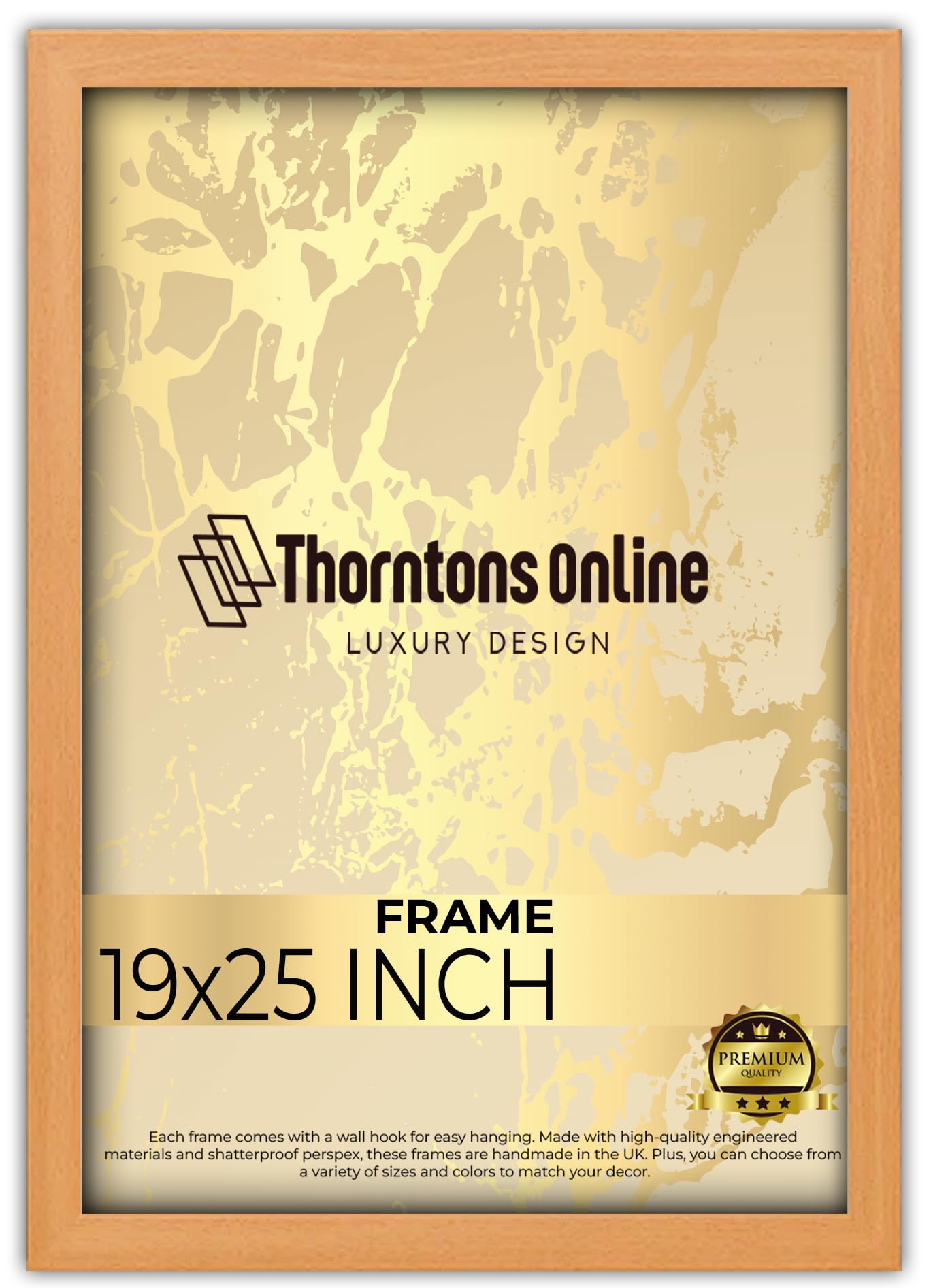 19x25 Inch Poster Picture Frame beech(48.26x63.5) |Acrylic front| |mdf backing with both ways hanging hooks|Ideal for Artwork and Decor
