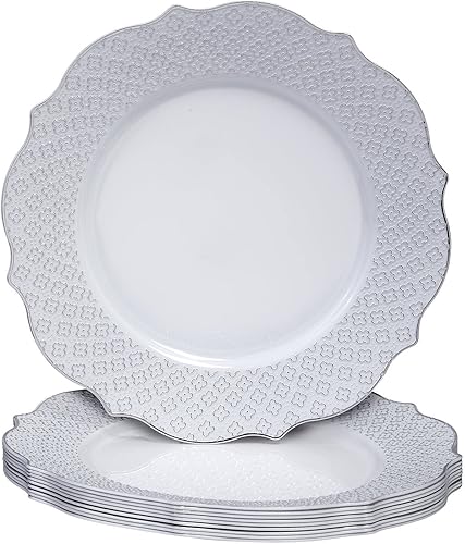 Miniatura 4 de SILVER SPOONS Platos de postre desechables de lujo (10 unidades), platos de plástico resistentes, suministros de fiesta de oro rosa para baby