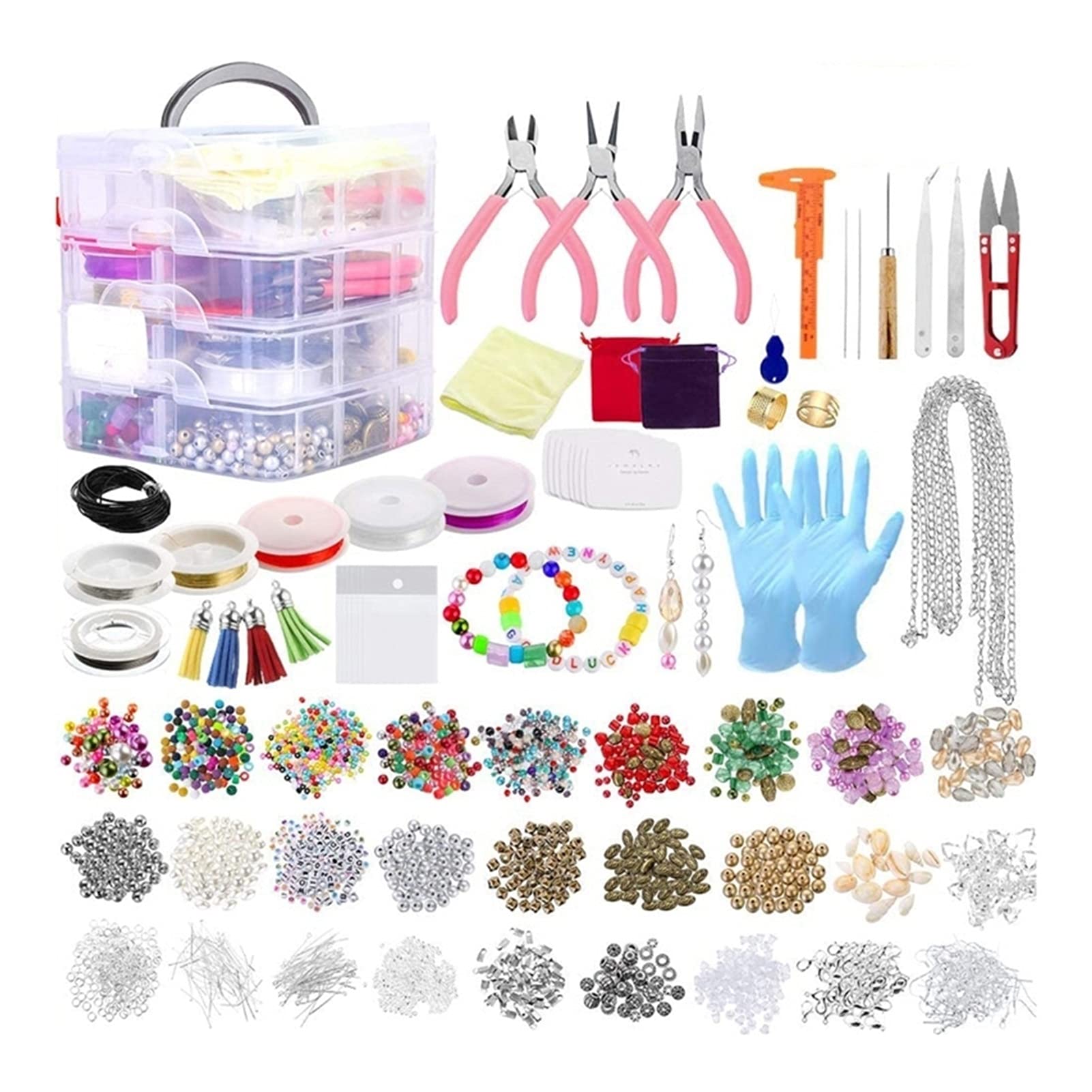 Kit de suministros con cuentas surtidas para pulsera joyas manualidades bricolaje MK803