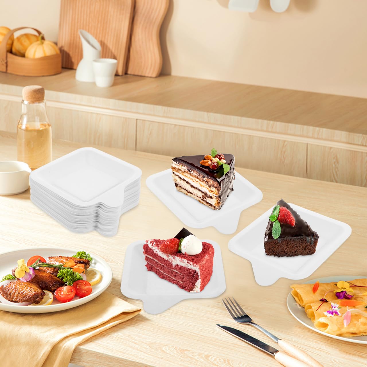  スクエア持ち手付きケーキ角皿 Amazon.co.jp: Amosfun 紙皿 100枚セット 角型 ペーパープレート