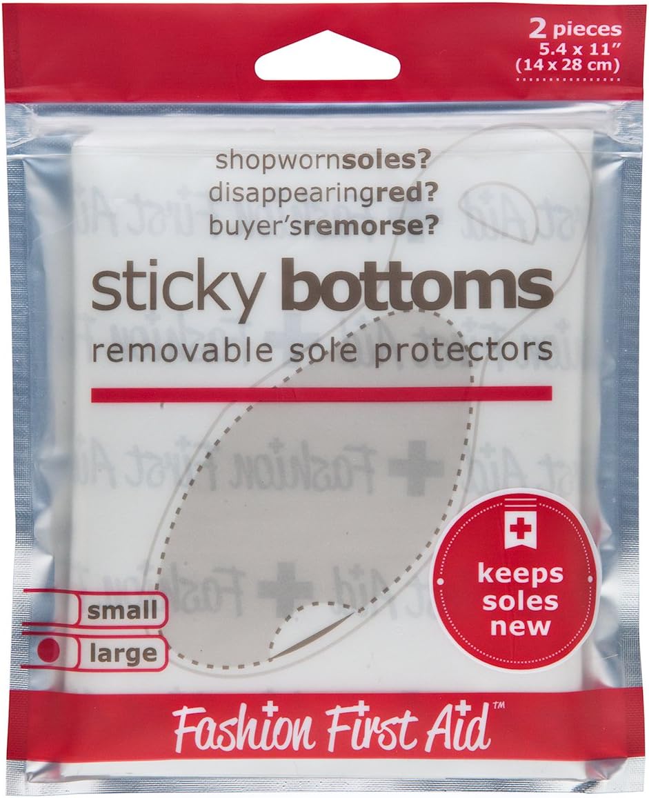 Fashion First Aid Sticky Bottoms Removable Sole Protectors (Large - 2 Pack)