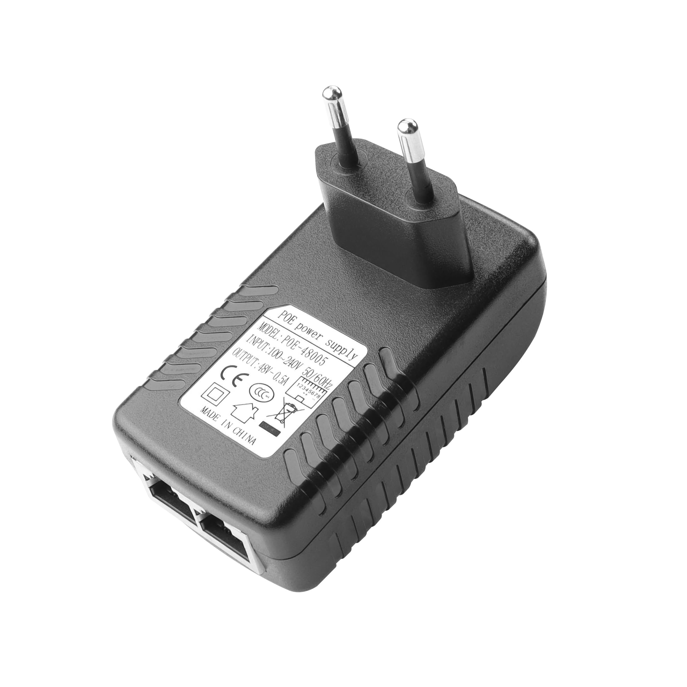 YAODHAOD POE Adaptateur Injecteur 48V / 0.5A 100/1000Mbps Prise Européenne Distance jusqu'à 100m Plug and Play pour adaptateur Ethernet, téléphone et caméra IP (100m)