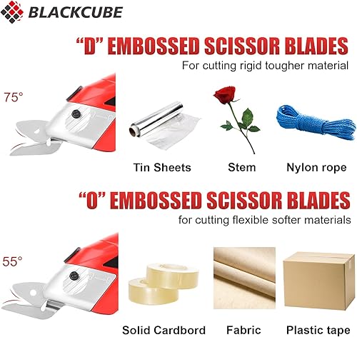 Miniatura 4 de BLACKCUBE Tijeras eléctricas inalámbricas de 4 V con dos cuchillas de corte, herramienta de tijeras eléctricas para coser, tela de corte, cartón,