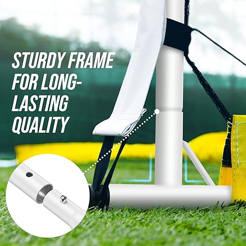 Miniatura 5 de Portería de fútbol de 12 x 6 pies con red de rebote, equipo de fútbol de entrenamiento 2 en 1 para práctica en el patio trasero, marco de metal