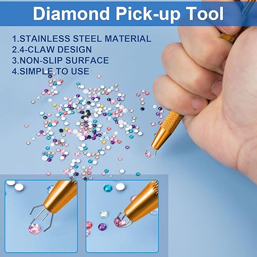 Miniatura 3 de ANCIRS Paquete de 3 herramientas de recogida de 4 garras de acero inoxidable para recolección de piezas pequeñas, agarrador de 4 puntas para objetos