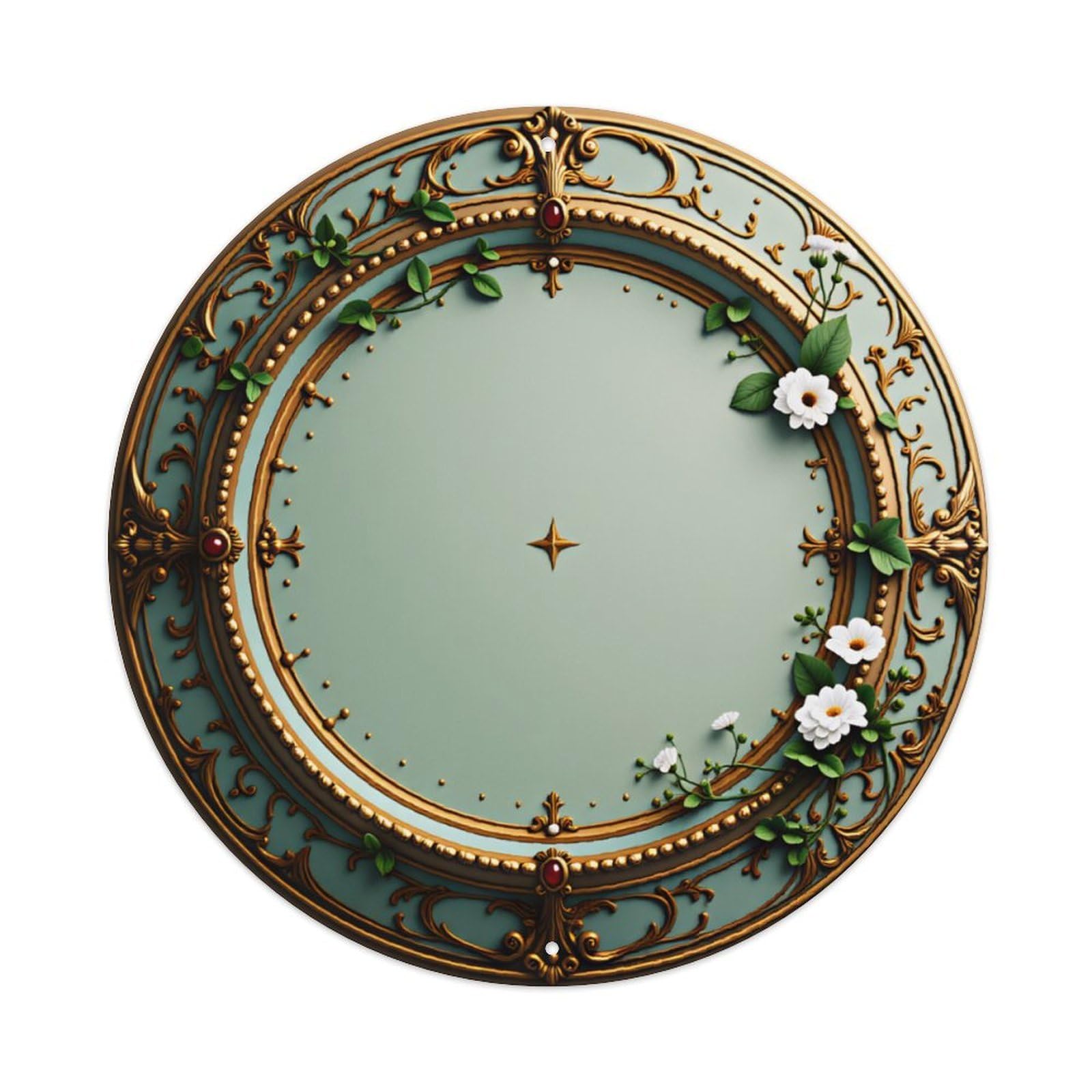 Ldfuieksufg Style Round Vintage Golden Frame Daisy Blank Wall Sign Diy Decor Vintage Aluminium Metal Sign, Retro Wall Decor For Home, Bar, Garage & Farmhouse 20X20cm