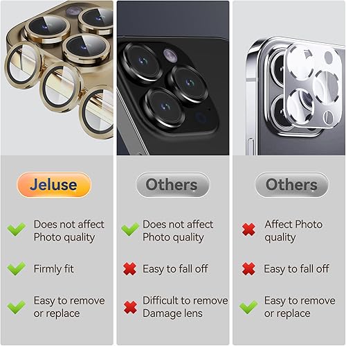 Miniatura 102 de Paquete de 3 x 2 protectores de lente de cámara Jeluse para iPhone 14 Pro Max para iPhone 14 Pro, cubierta protectora de pantalla de vidrio templado