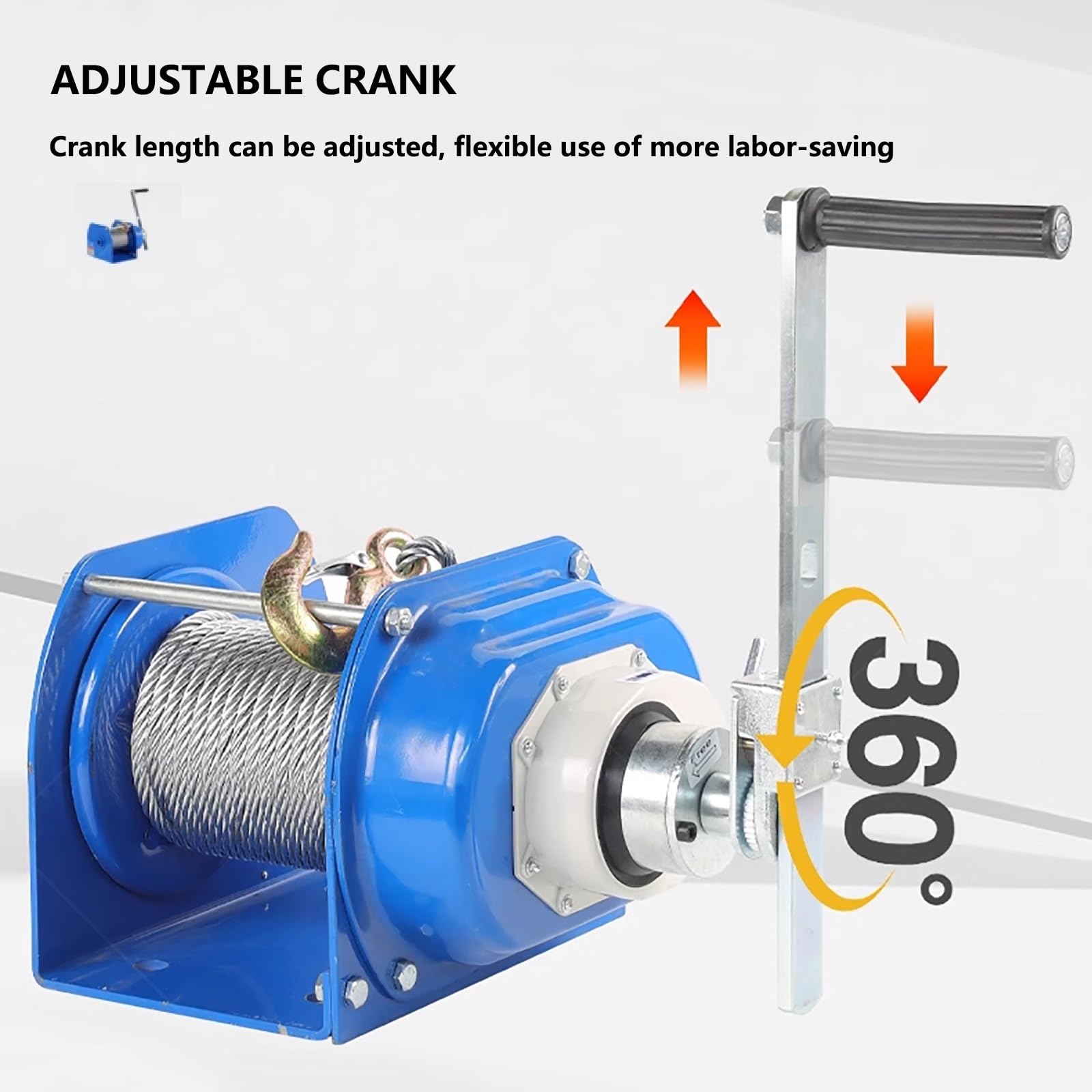 Cabestrante manual de manivela de 3000 kg de peso pesado – Cabrestante ajustable para remolque y barco, sin cuerda de alambre, ideal para levantar cargas pesadas y uso en cuatrimotos
