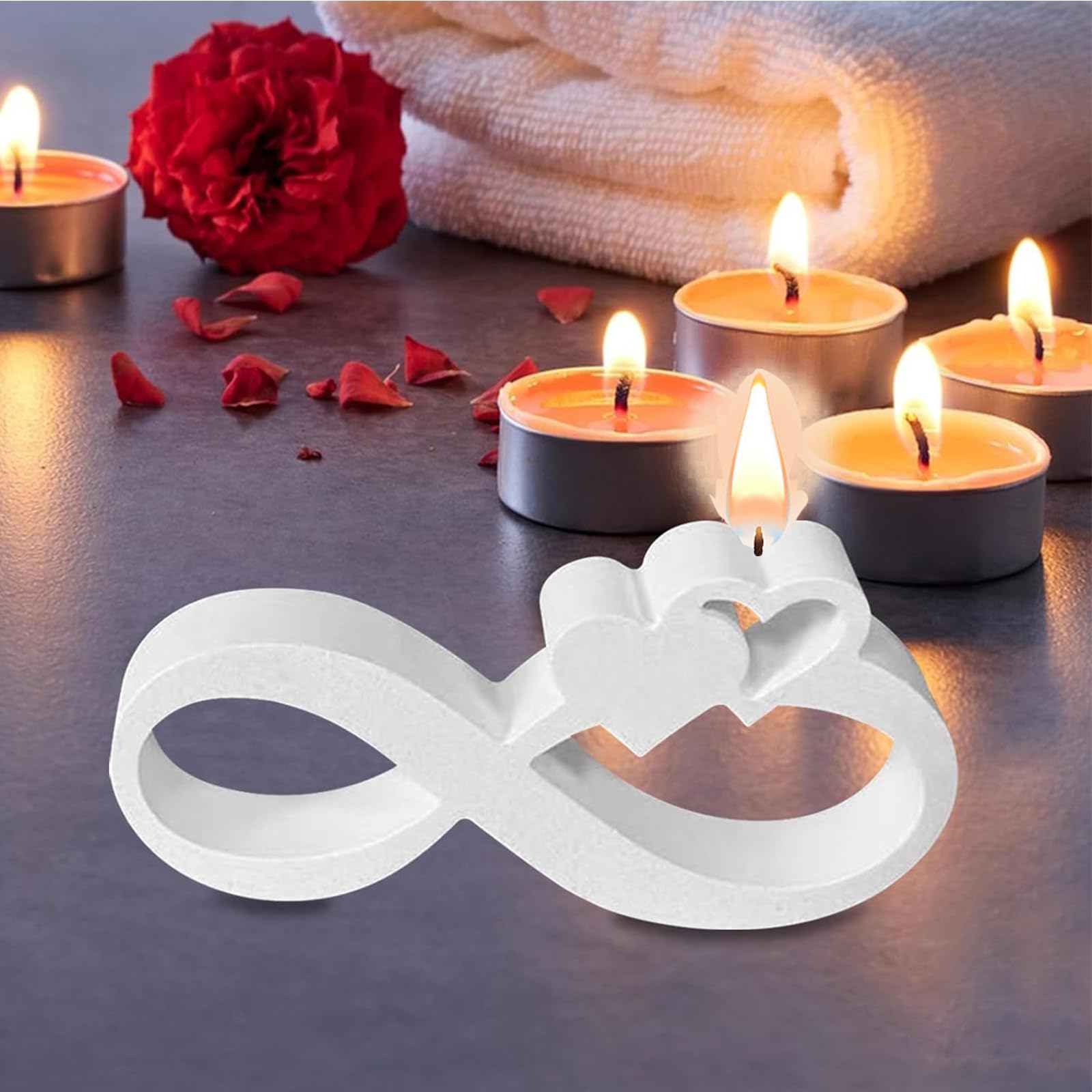 SLXLYH Stampi in silicone, a forma di casa a forma di cuore, per candelieri fai da te, per gesso, resina, decorazioni da tavola (sezione 9