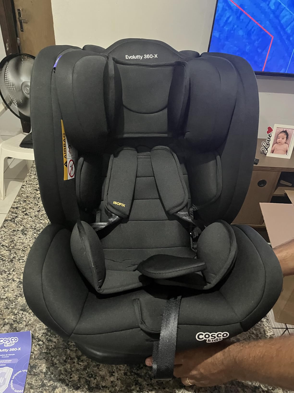 Cosco Kids, Cadeirinha Evolutty 360 X, 0 a 36kg, com Giro 360º e Isofix, Preto