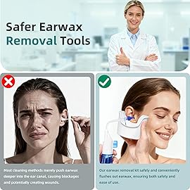 Ear Wax Removal Tool, Ear Cleaning Kits Safe Ear Irrigation Kit Ear Flush Kit for Adults Kids, Ear Wax Washer Device with Basin, Bulb, Curette Kit, Towel, Tips, Storage Box Transparent