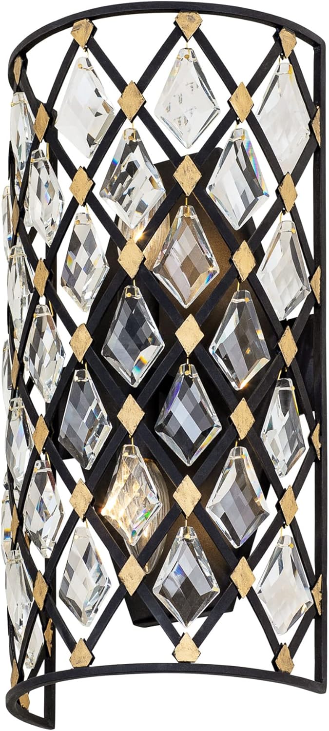 Varaluz Windsor 2-Lt Crystal Sconce - Carbon/Havana Gold