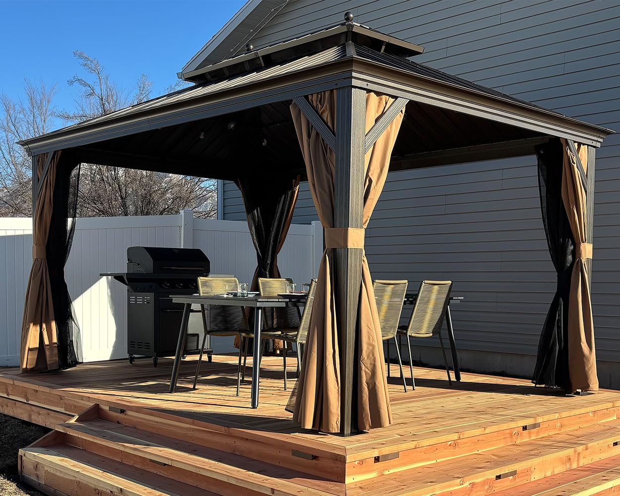 Amazon.com : PURPLE LEAF 10' x 14' Hardtop Gazebo with Curtains