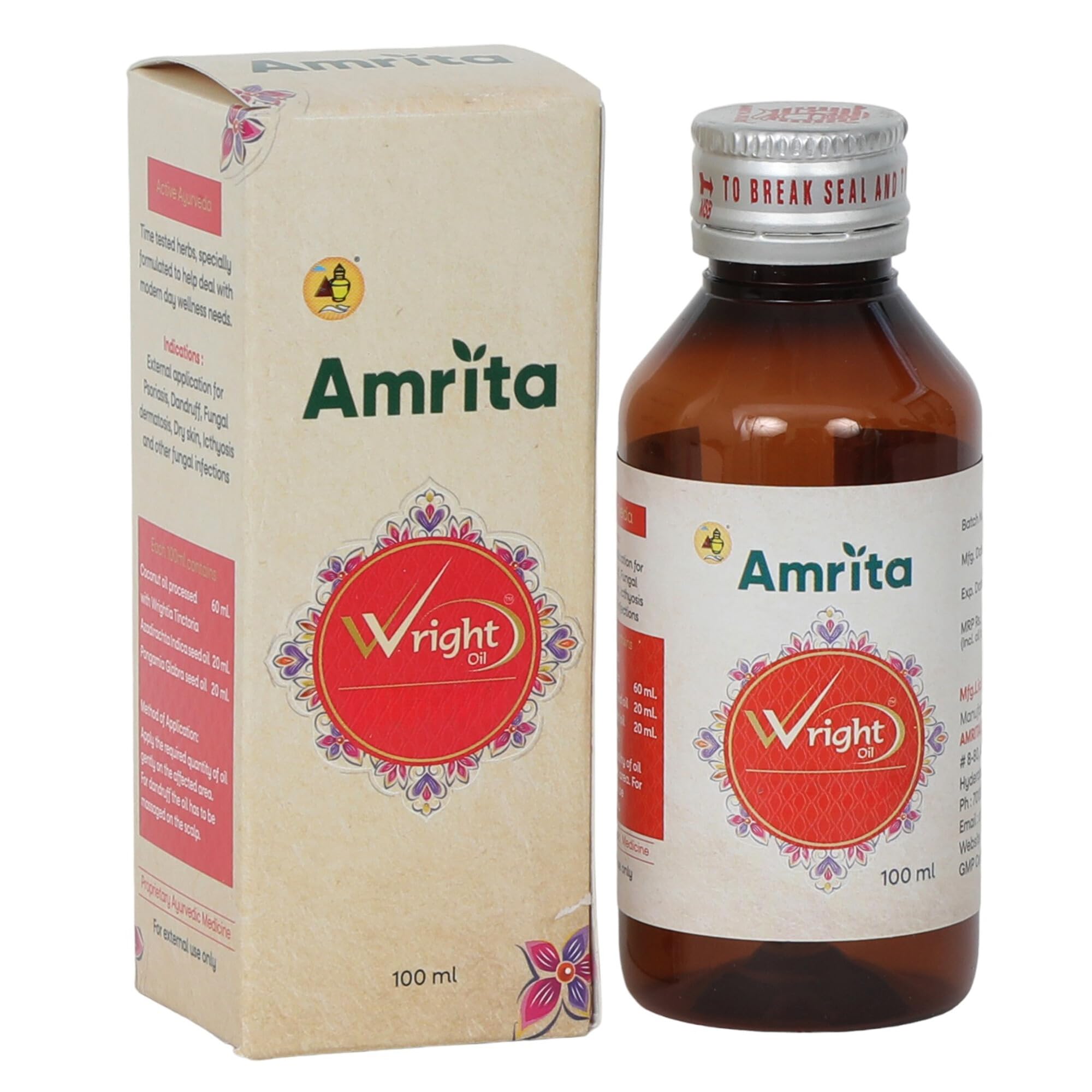 Amrita Wright Oil | 100 ml | (W) right Remedy for Skin Problems | Active Ayurveda-image-3