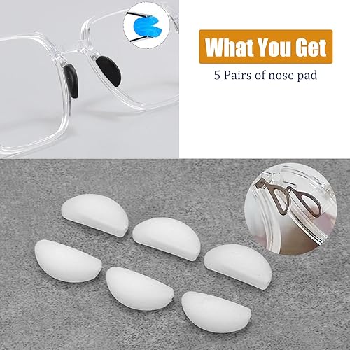 Miniatura 7 de 5 pares de almohadillas antideslizantes para la nariz, almohadilla de silicona suave de repuesto para gafas, cubierta de marco para lentes de sol