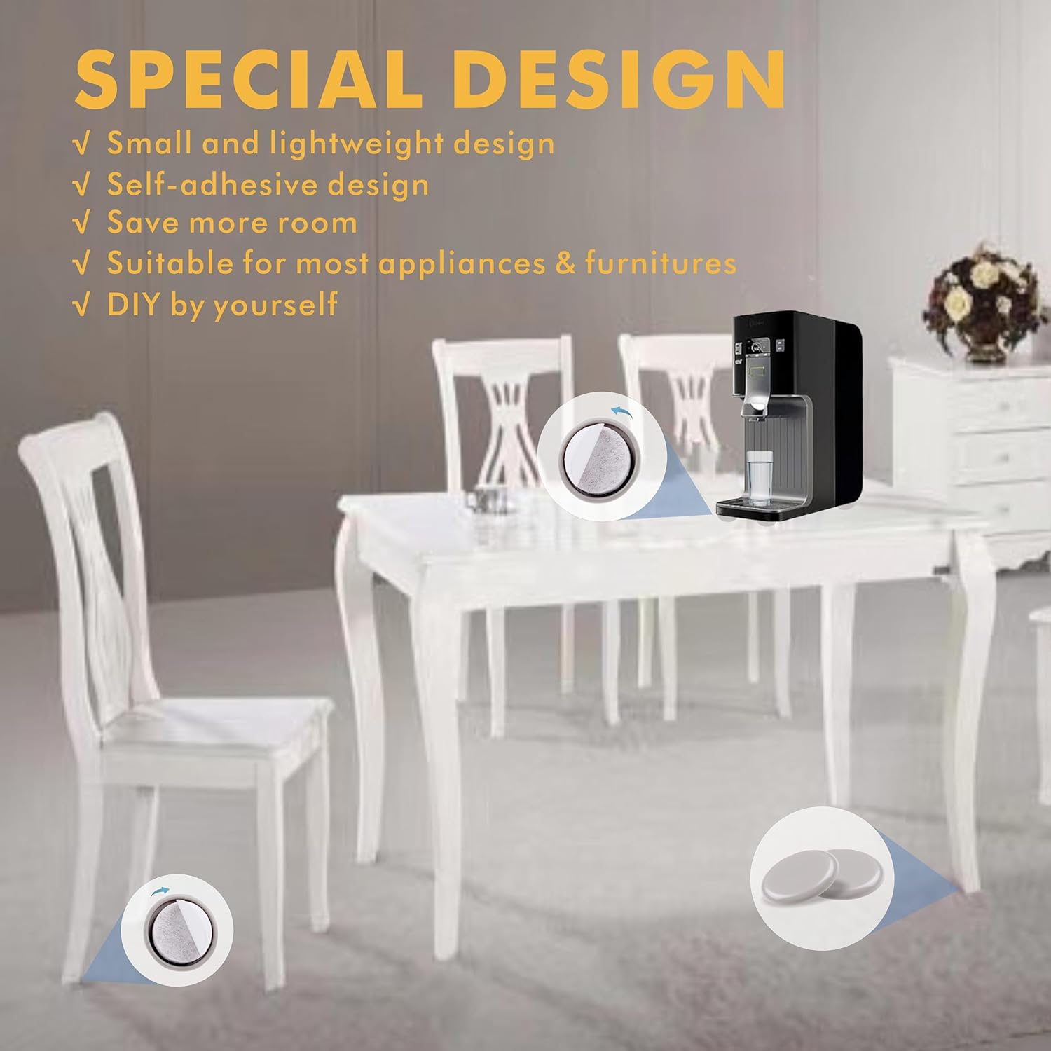 Furniture Sliders 1 inch, 24pcs Self Adhesive Appliance Sliders for Kitchen Appliances,Best Countertop & Floor Protector for Furniture